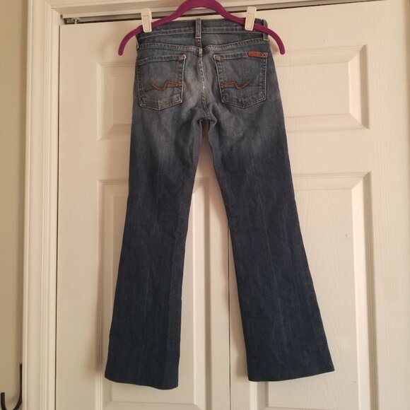7 for All Mankind Women's Jeans 24 Blue Bootcut Y2K Medium Dark Wash - Picture 2 of 6